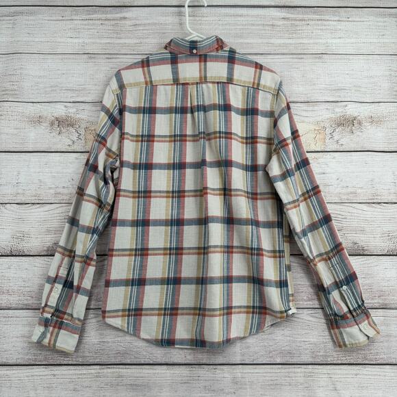 Levis Sunset 1 Pocket Canvas Button Down Shirt Mens L Blue Pink White Slim Fit - Picture 2 of 11